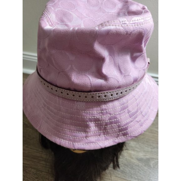 Vintage Coach Women S Pink Bucket Leather Strap Hat Signature CC Jacquard Y2K main image 10